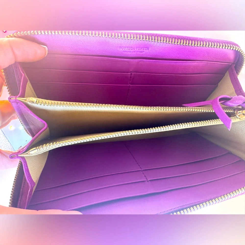 Bottega Veneta Clutch Bottega Veneta Orchid Intrecciato Zip Rare Purple wallet - Picture 9 of 14